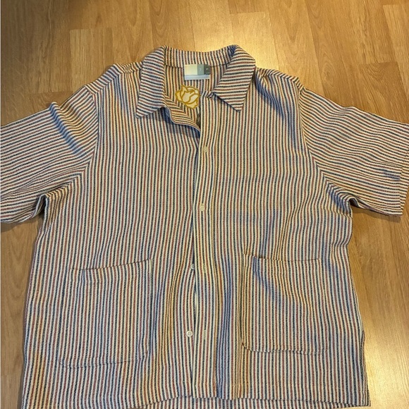 Kith Striped Casual Button Down Shirt - Red, Yellow, Black, White - Picture 2 of 5